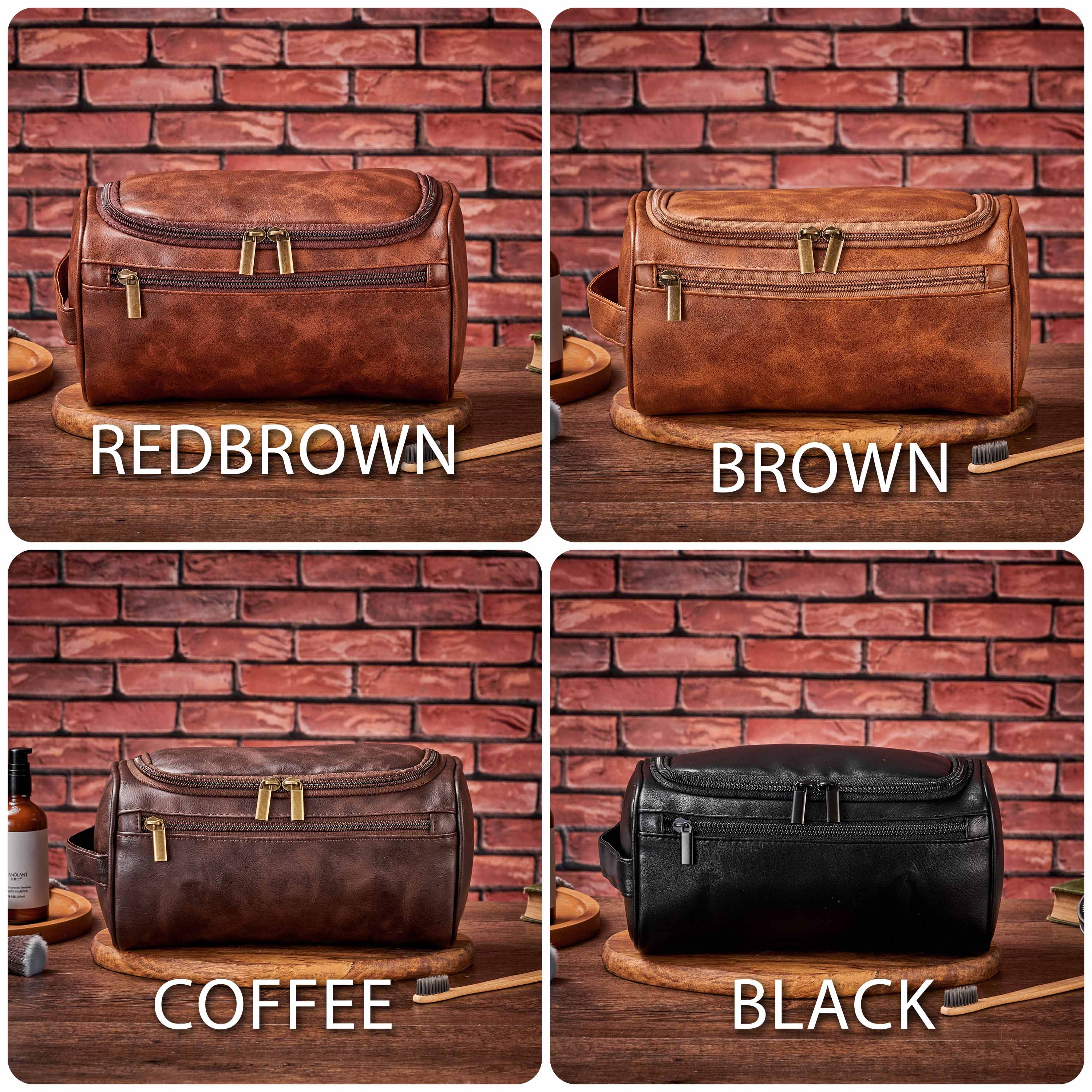 Personalized Men's Leather Toiletry Bag