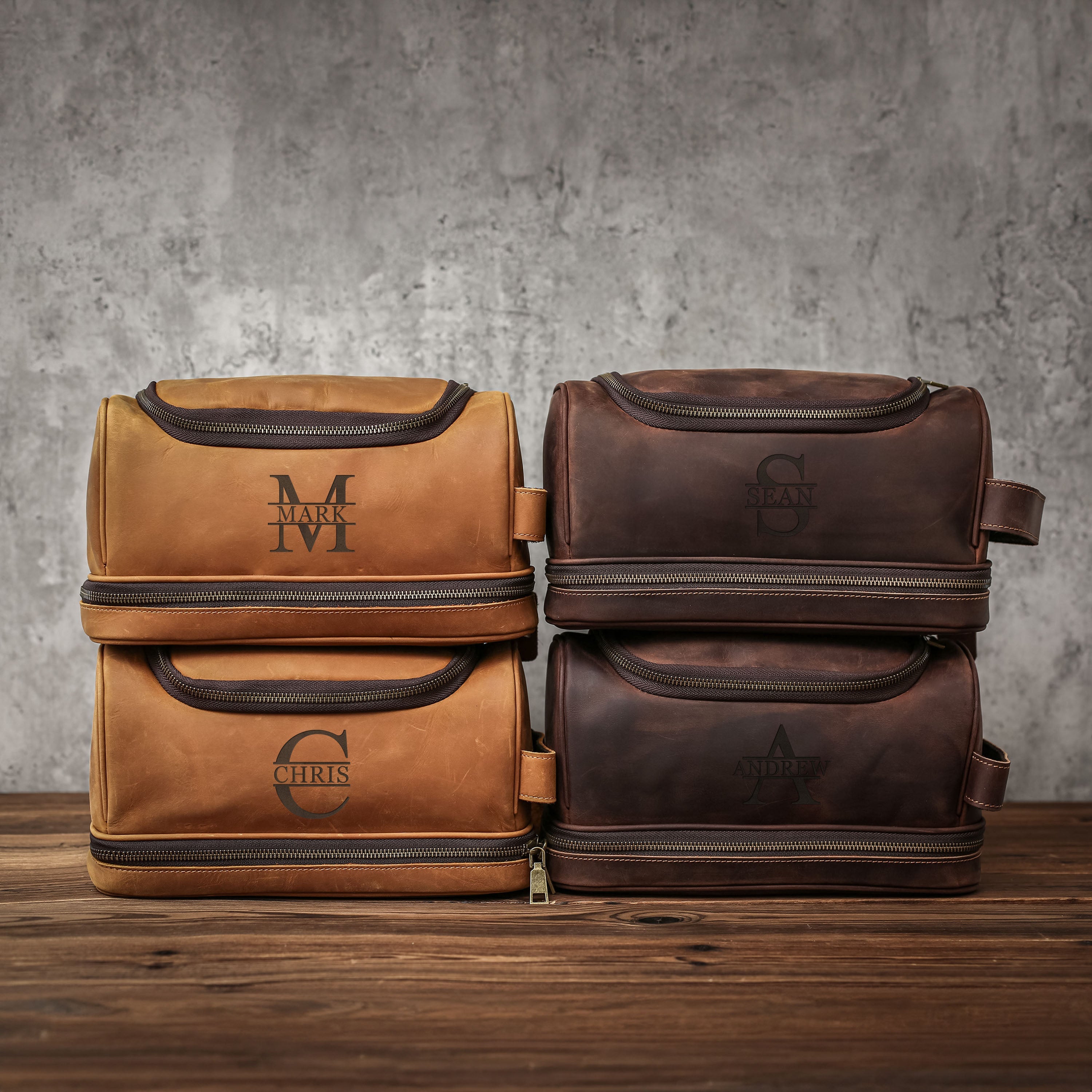 Personalized Men's Leather Toiletry Bag