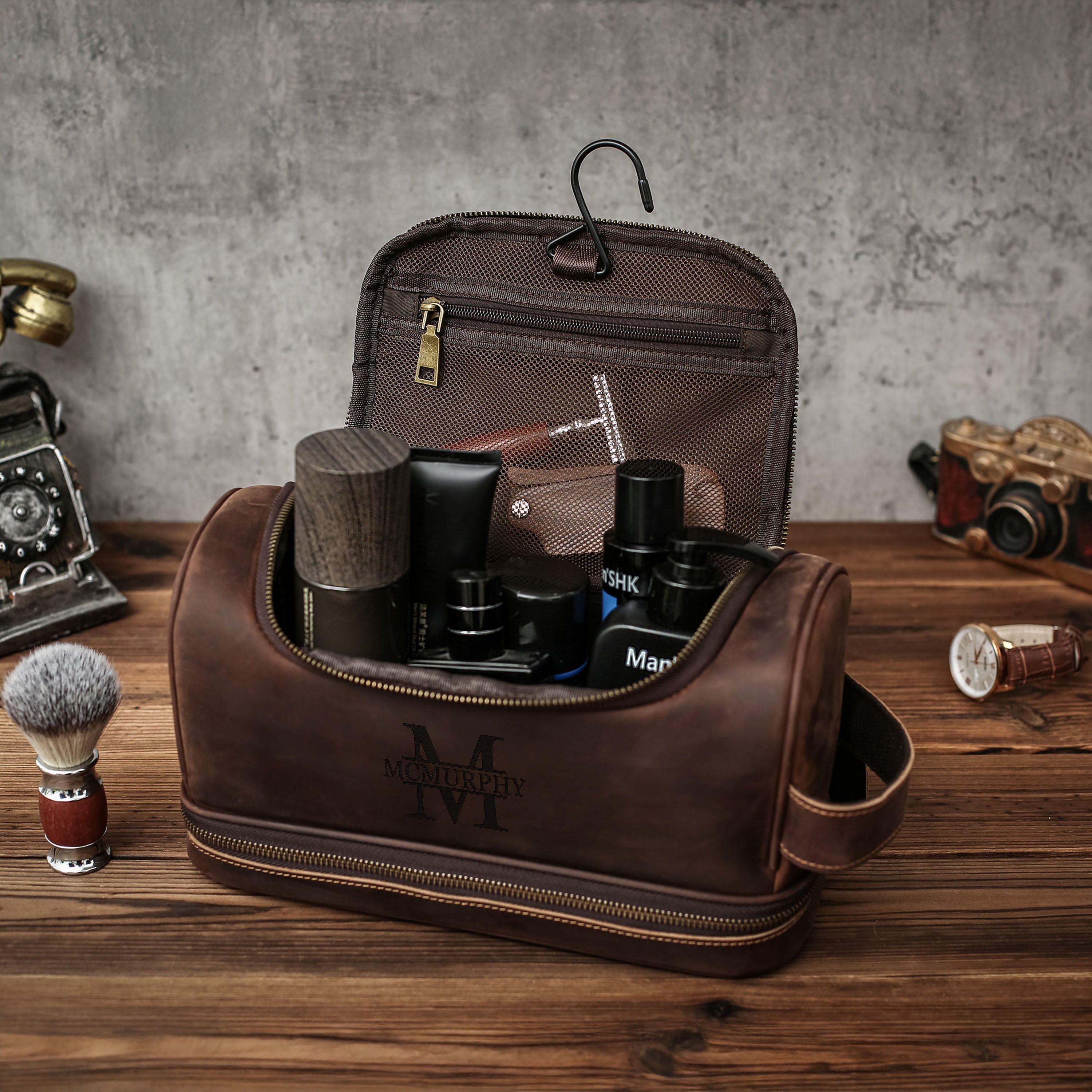 Vegan Leather Dopp Kit Bag Best Men Gift for Him