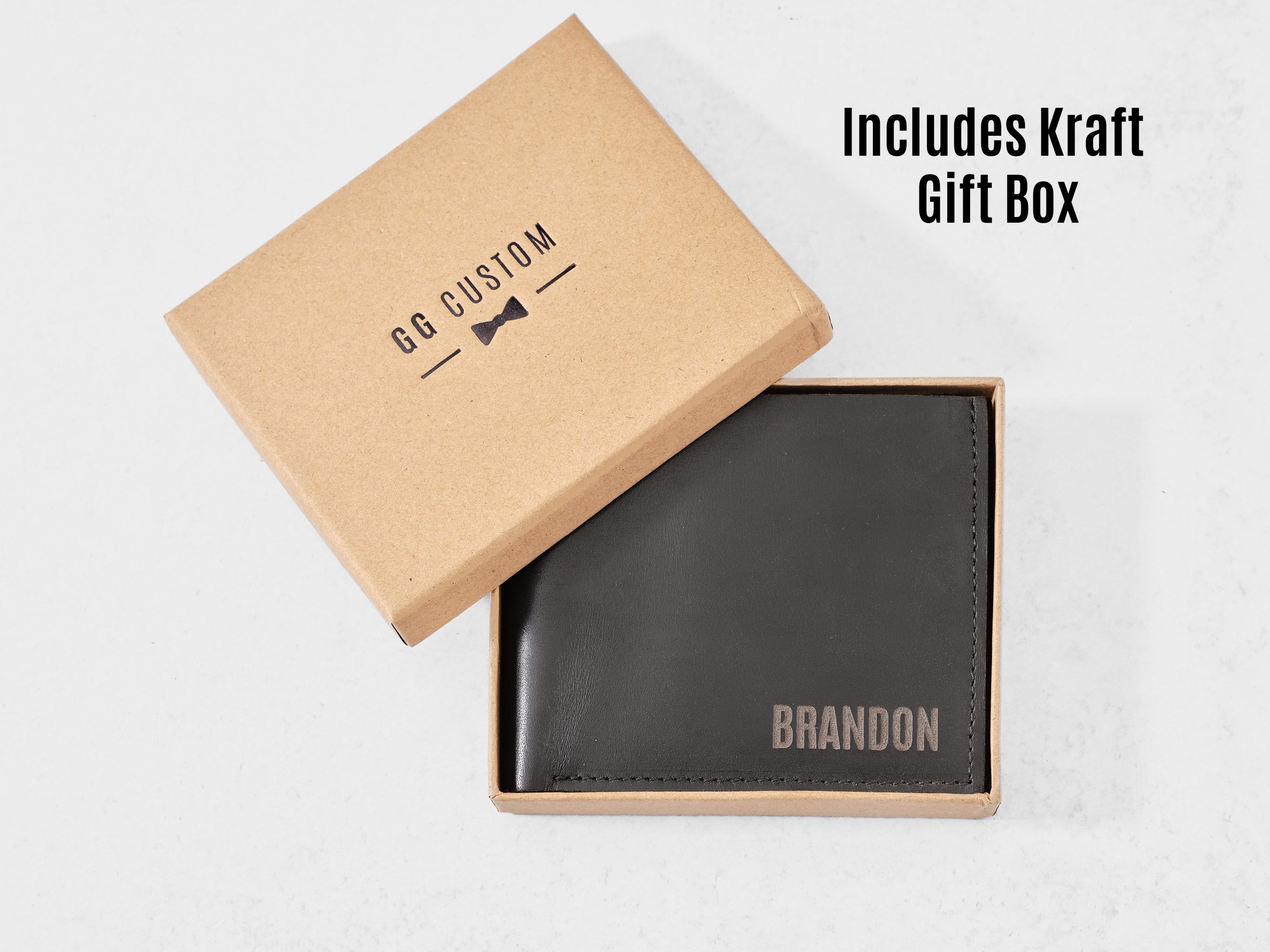 Black Leather Wallet with Gift Box