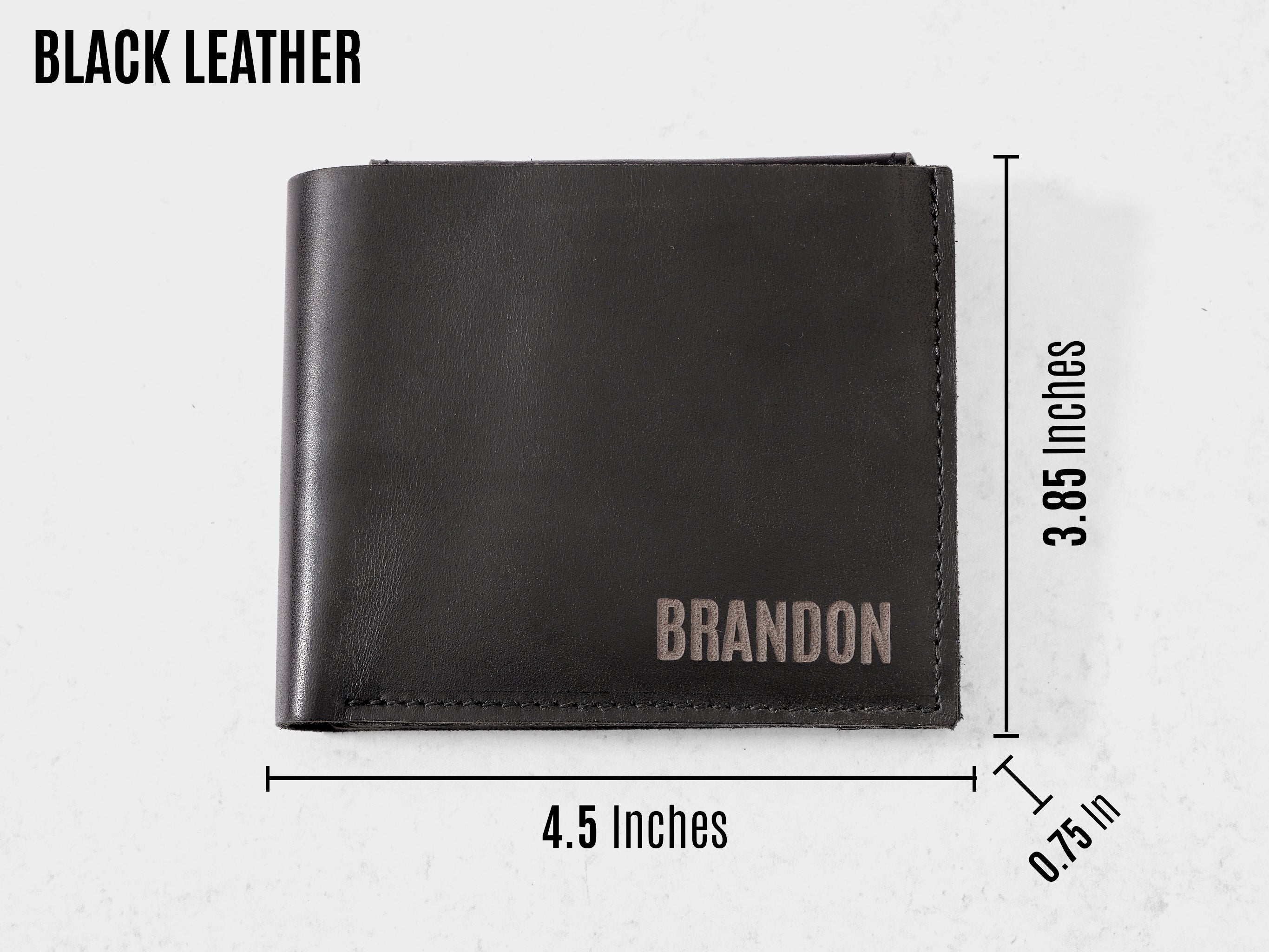 Black Leather Groomsmen Wallet with Sizing