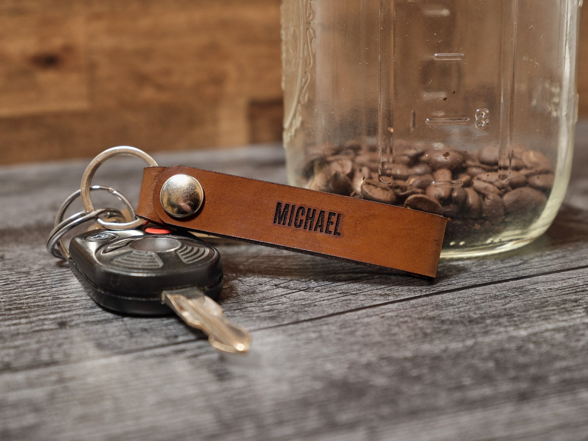 Personalized Leather Keychain with Keys