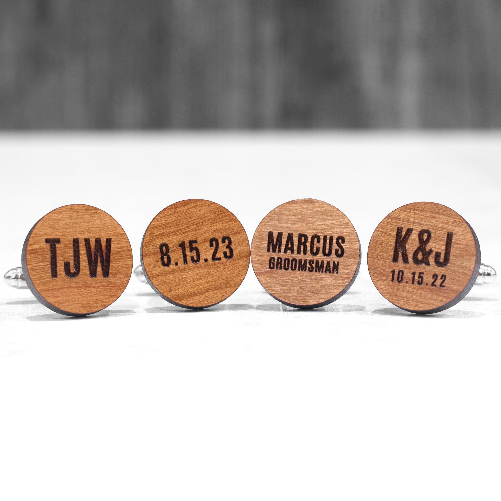 Personalized Cufflinks | Cherry Wood