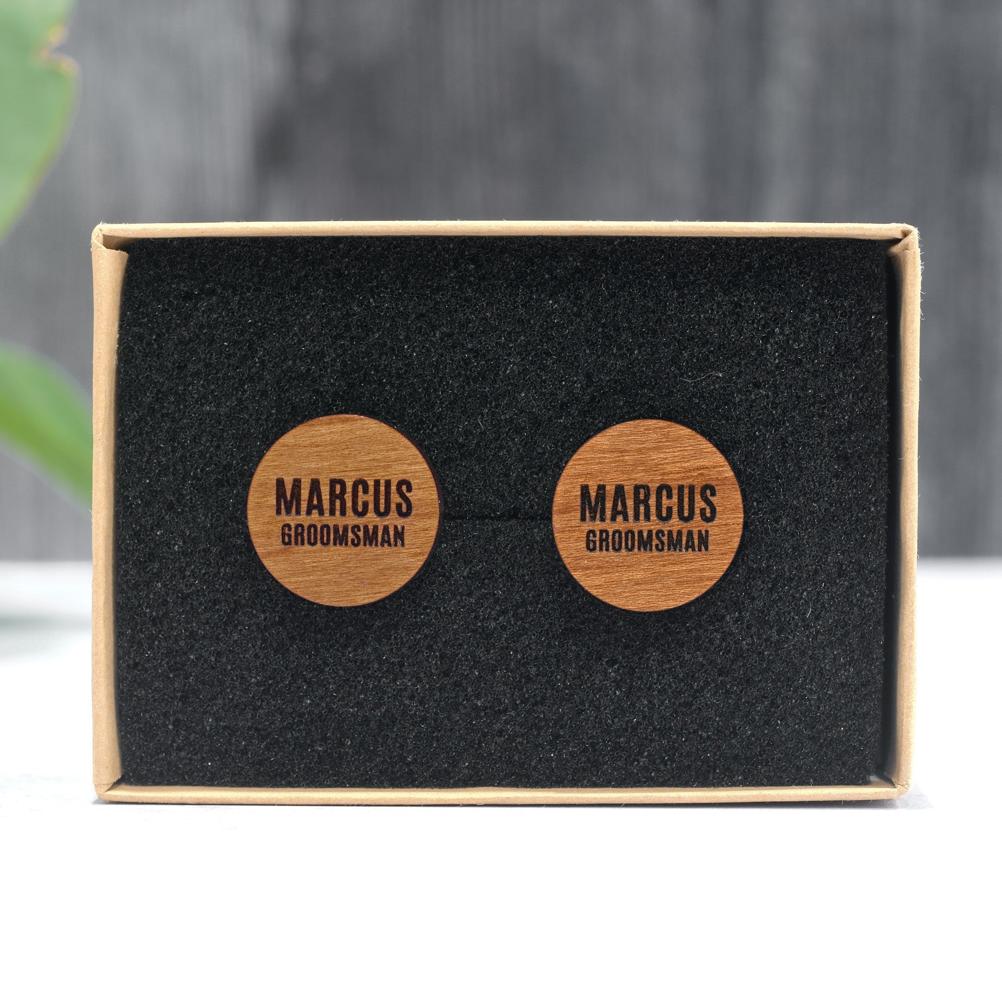 Personalized Cufflinks | Cherry Wood