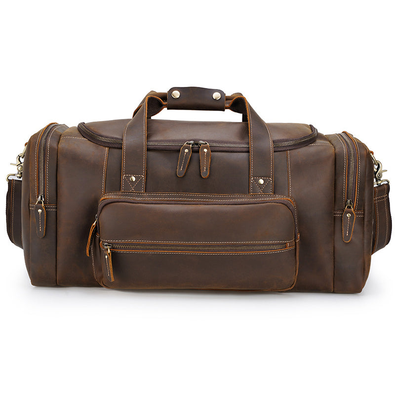 Crazy Horse Leather Duffle Bag Vintage Leather Travel Bag For Mens Handmade Leather Weekender Bag