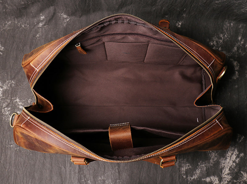 Full Grain Leather Duffle Bag Retro Leather Weekender Bag Handmade Large Carry On Bag For Mens