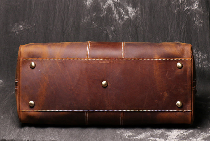 Full Grain Leather Duffle Bag Retro Leather Weekender Bag Handmade Large Carry On Bag For Mens