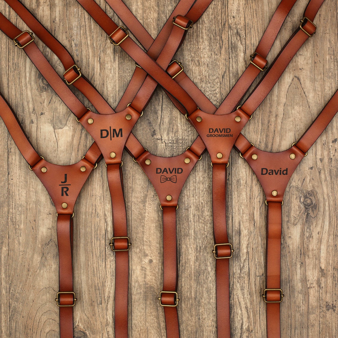 Wedding Groomsmen Leather Suspenders