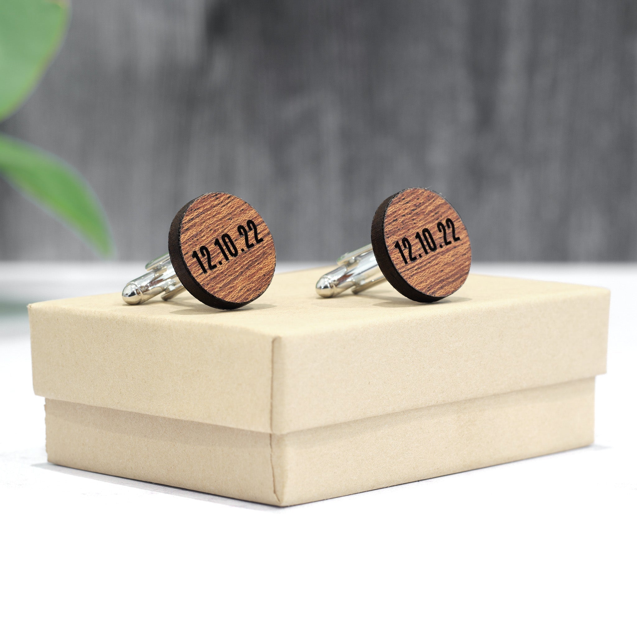 Personalized Cufflinks | Mahogany Wood