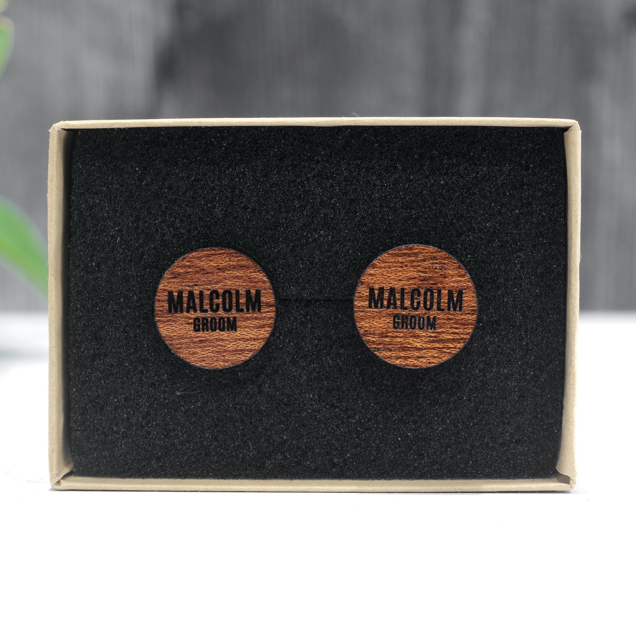 Personalized Cufflinks | Mahogany Wood