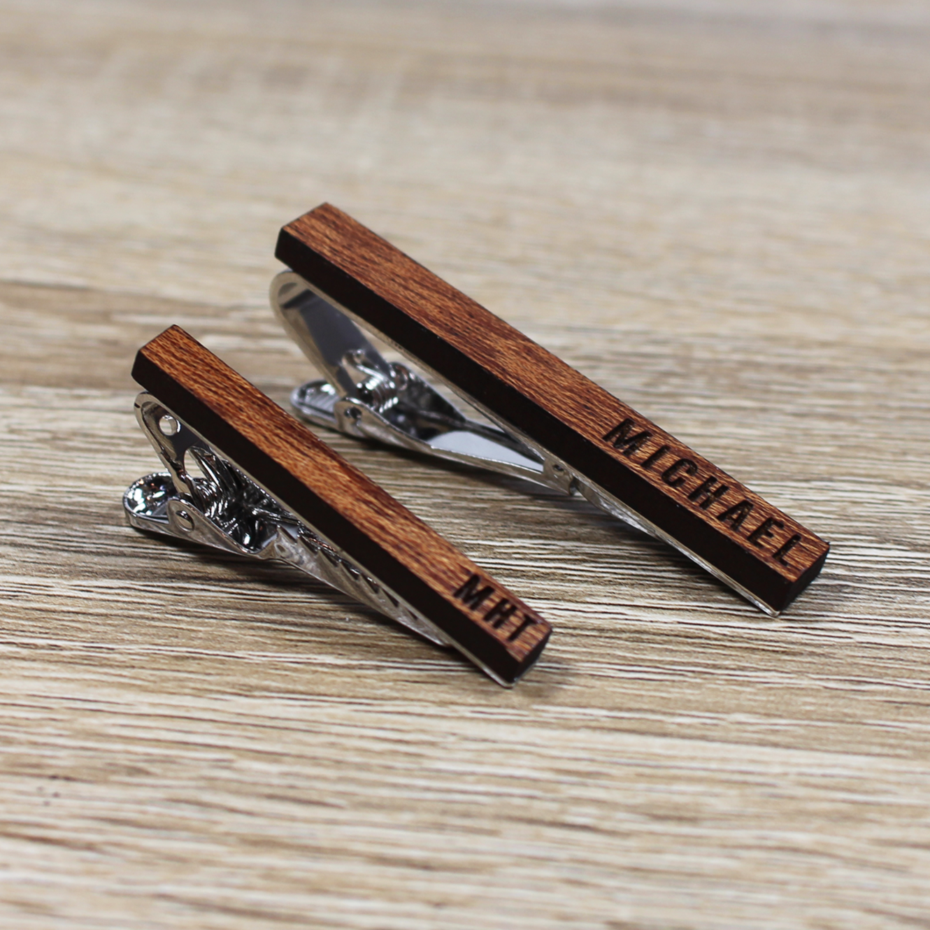 Personalized Tie Clip | Mahogany Wood