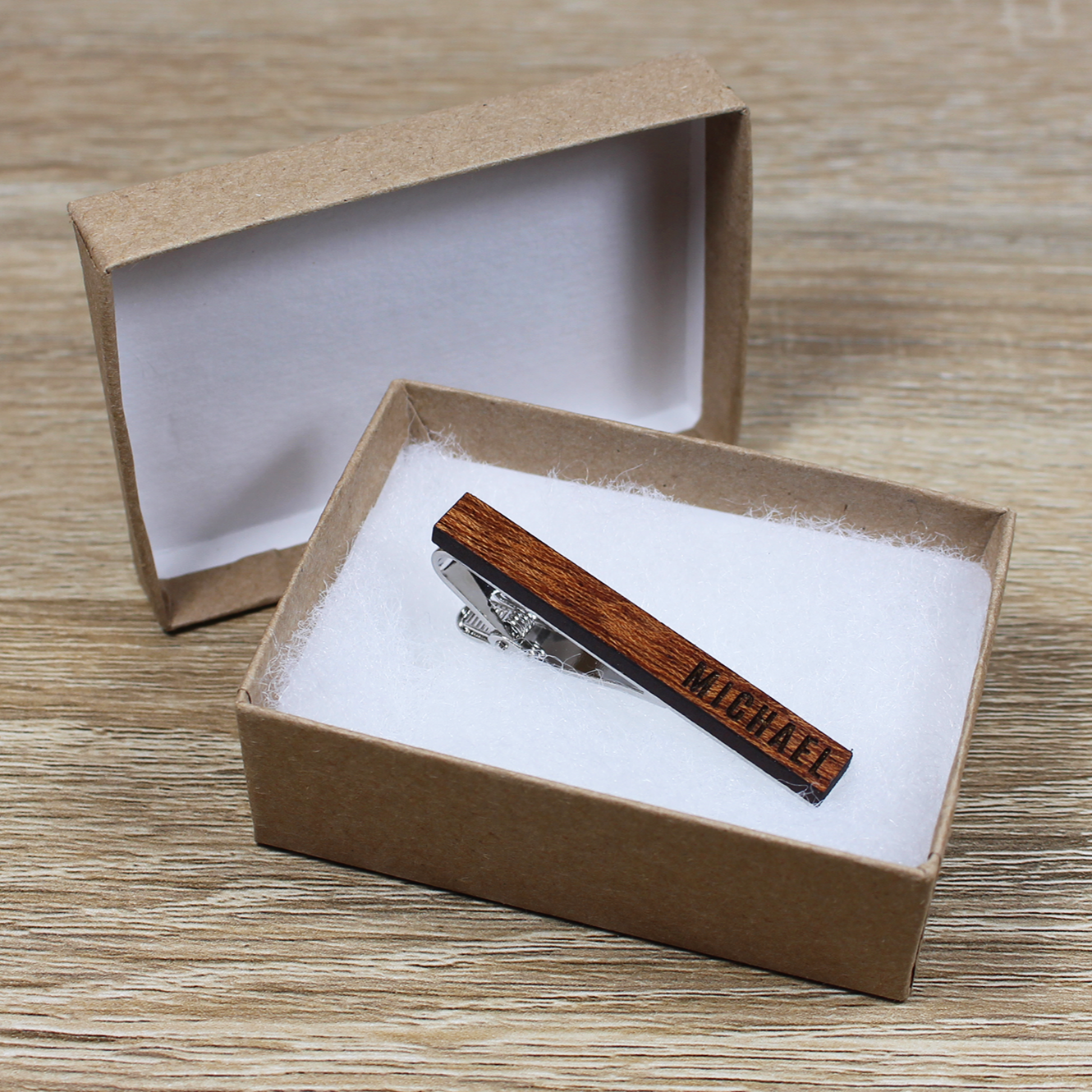 Personalized Tie Clip | Mahogany Wood