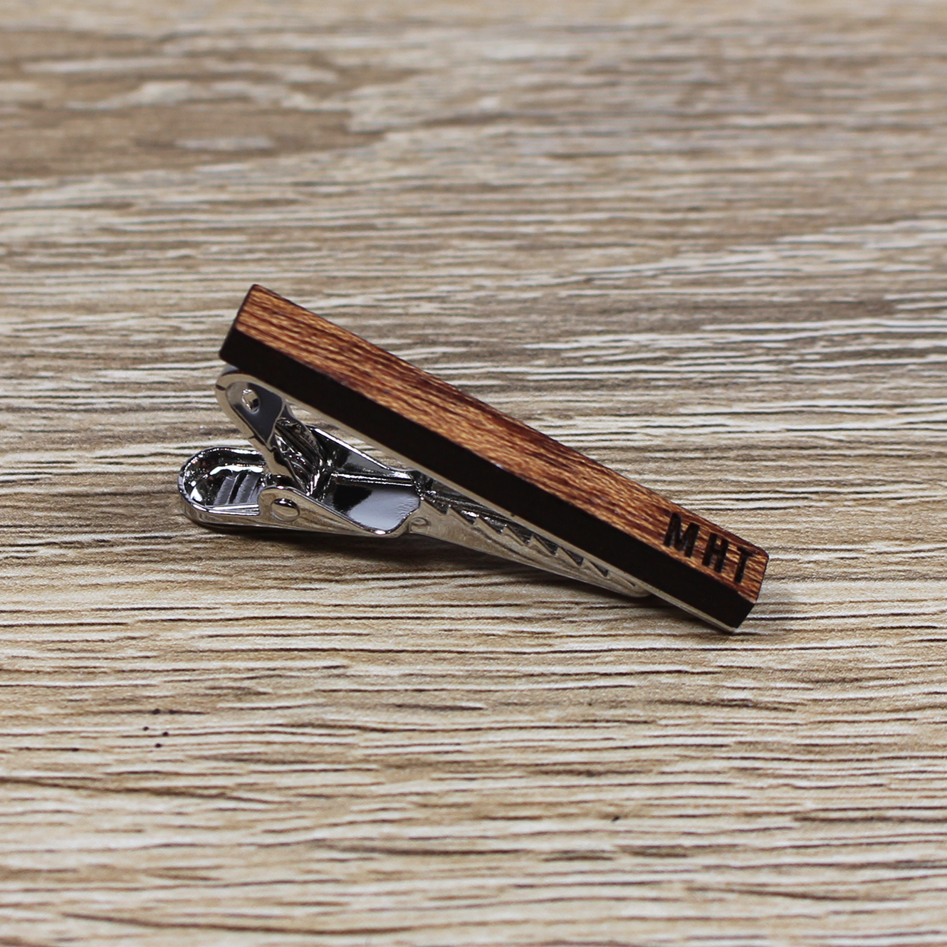 Personalized Tie Clip | Mahogany Wood