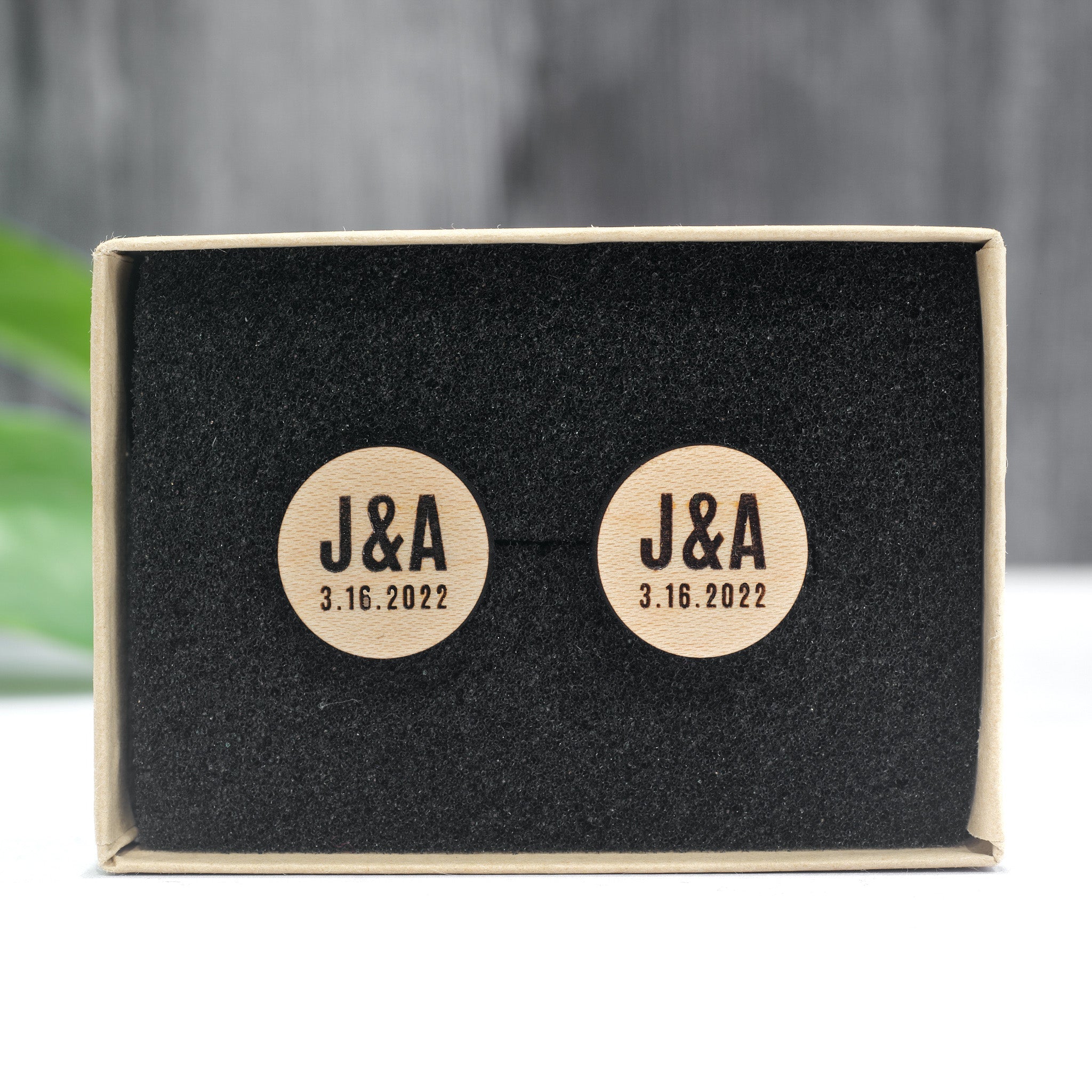 Personalized Cufflinks | Maple Wood