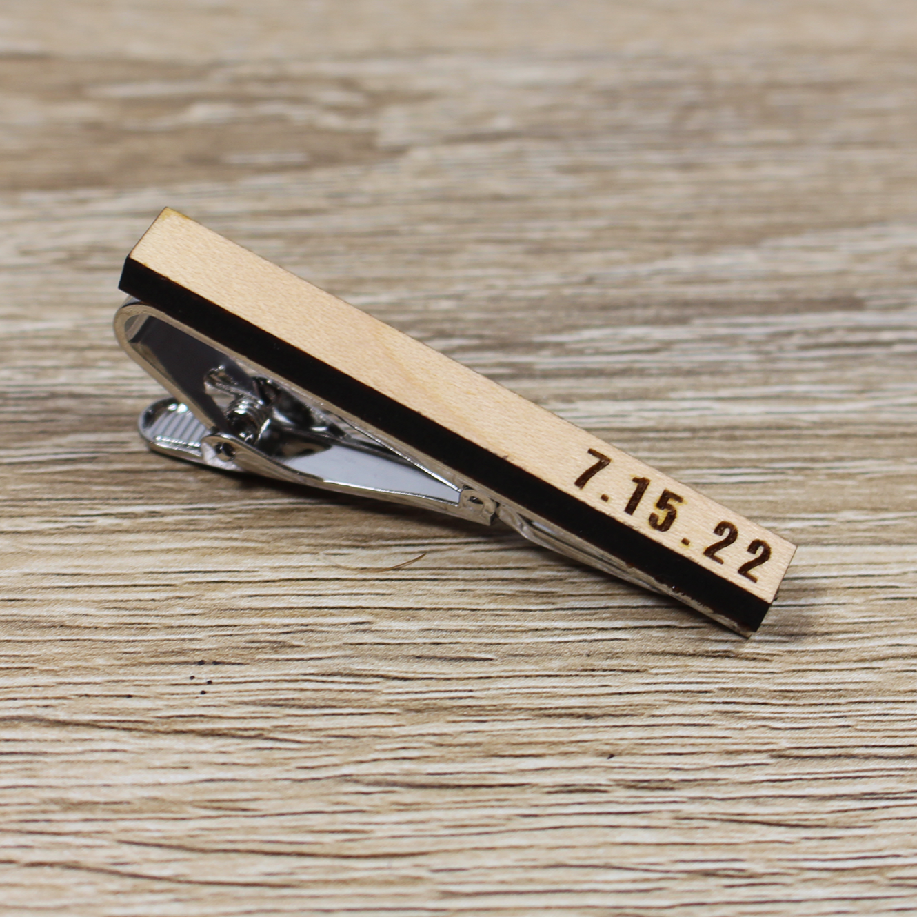 Personalized Tie Clip | Maple Wood