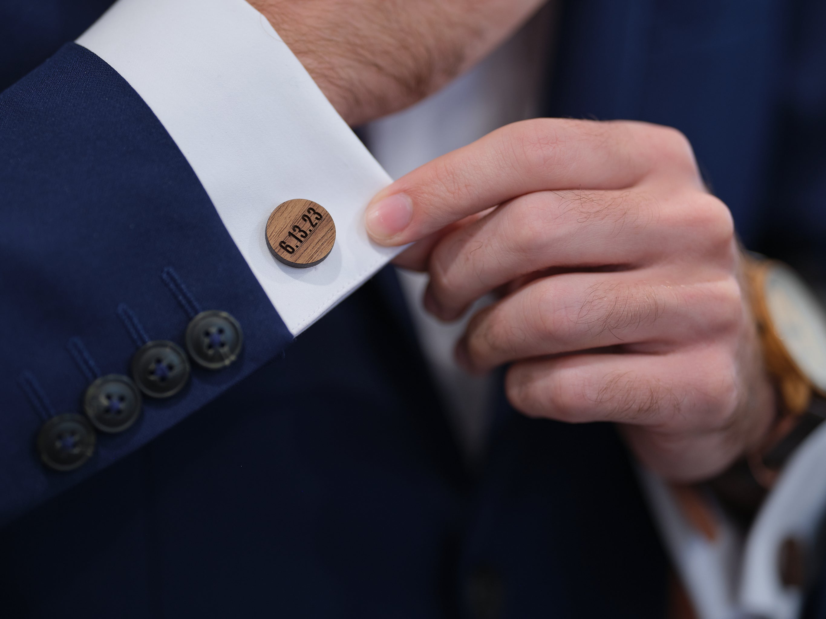 Custom Walnut Wood Engraved Cufflinks