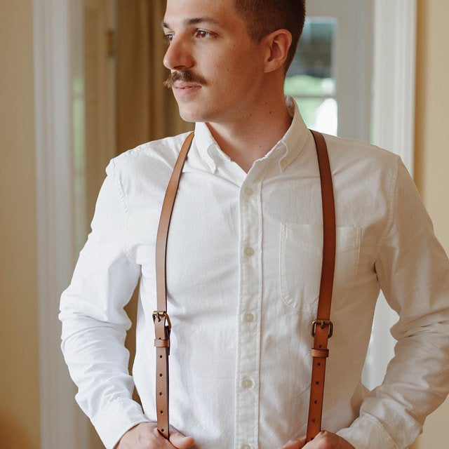 Personalized Wedding Men's Leather Suspenders