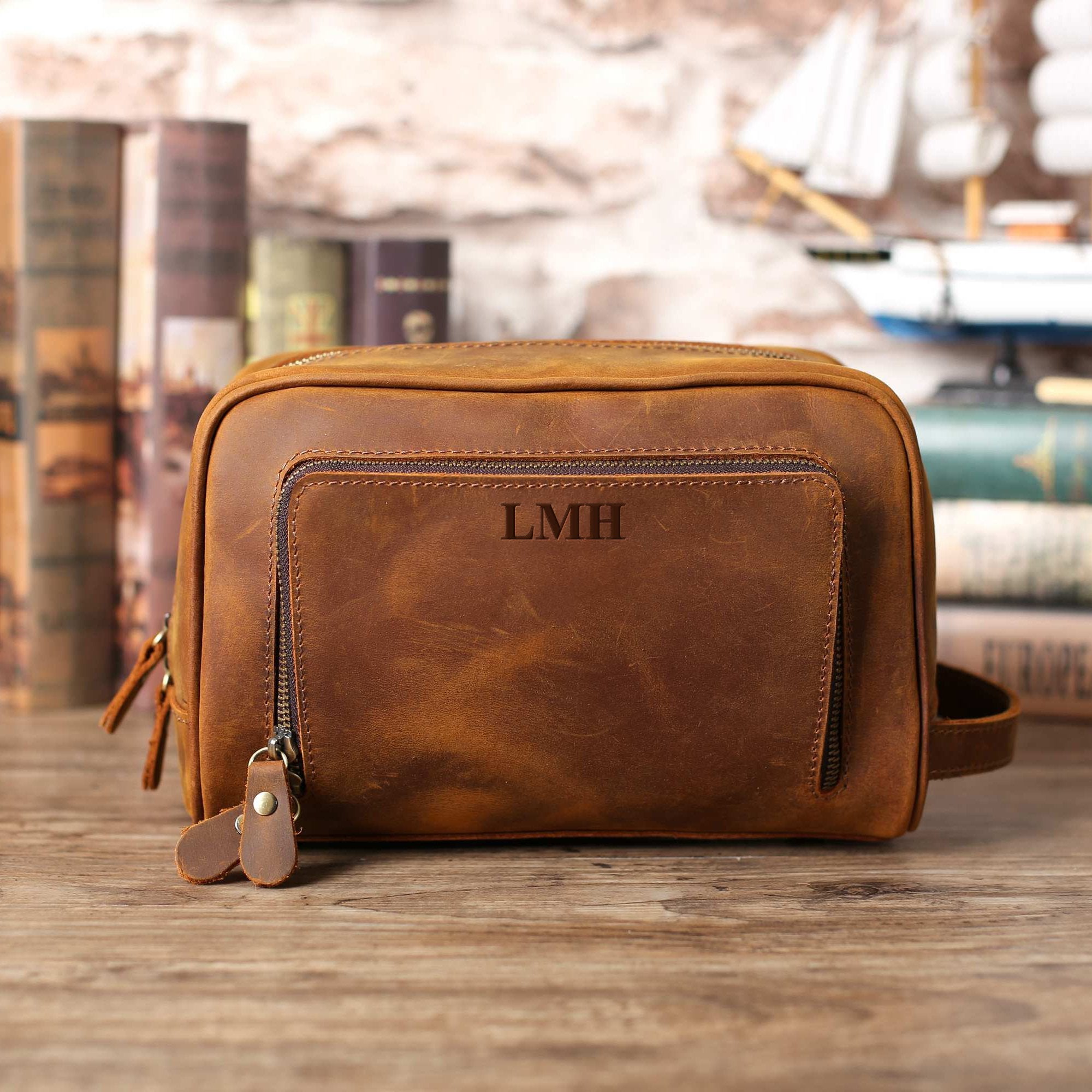 Monogram Mens Leather Toiletry Bag