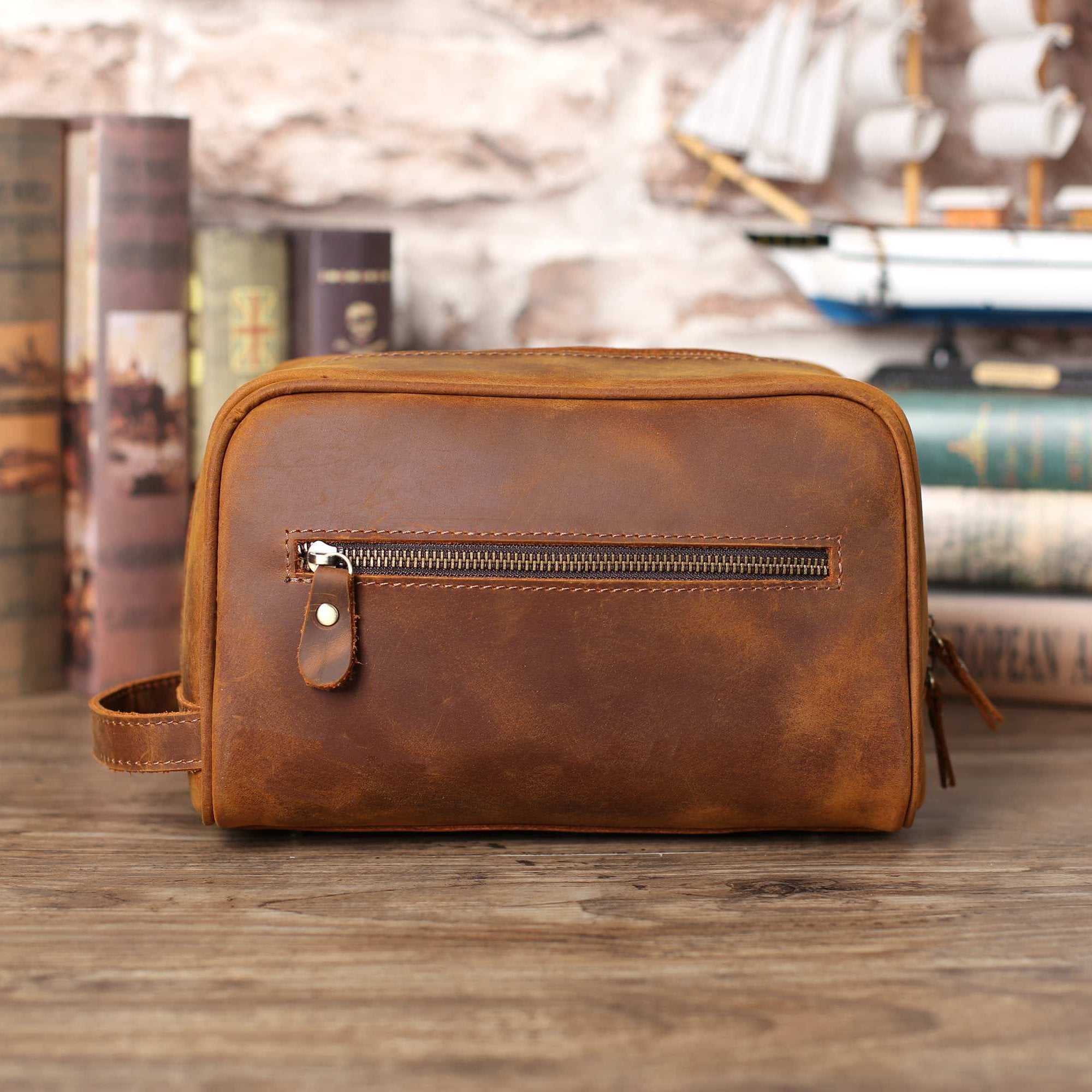 Monogram Mens Leather Toiletry Bag