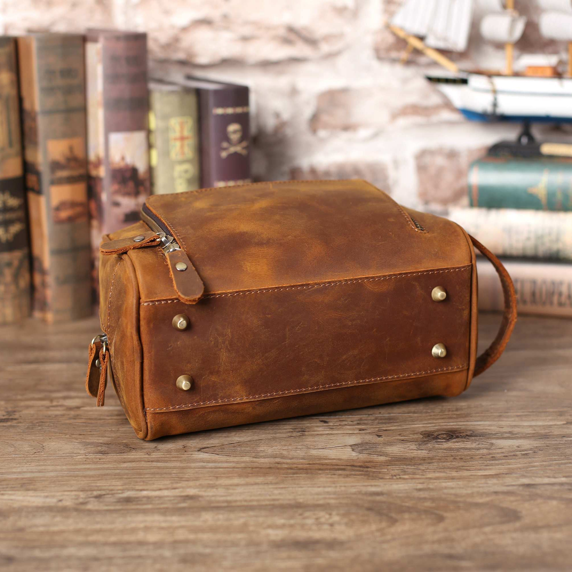 Personalized Leather Toiletry Bag