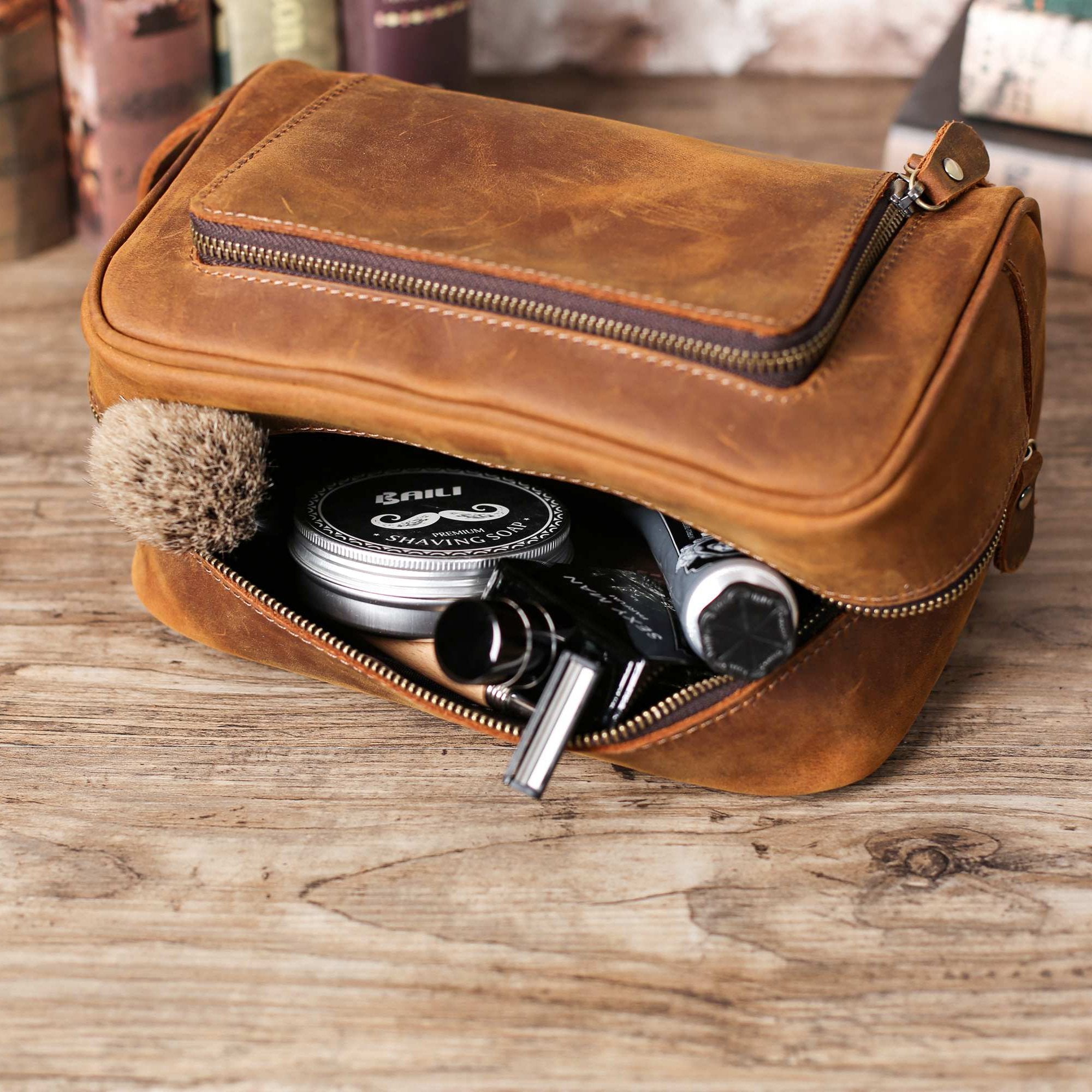 Monogram Mens Leather Toiletry Bag