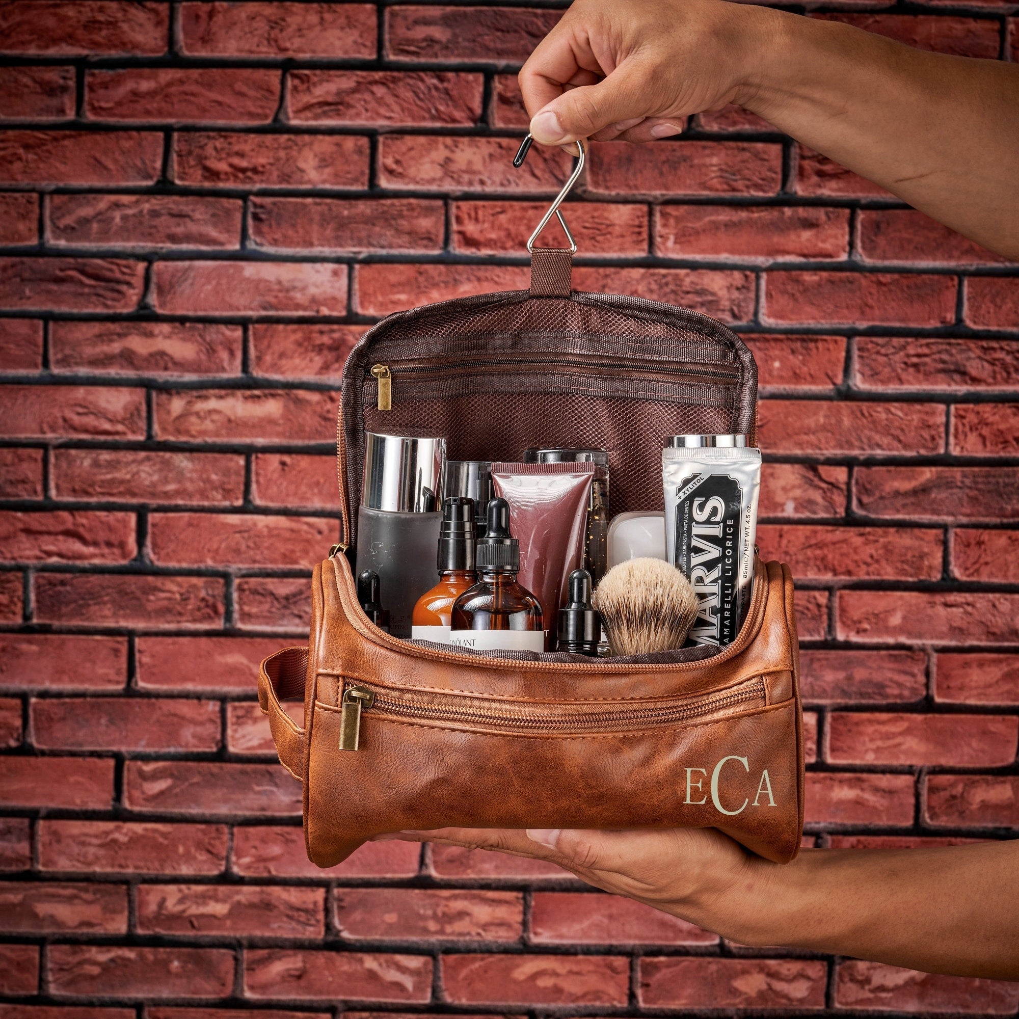 Personalized Men's Leather Toiletry Bag, Groomsmen Gifts